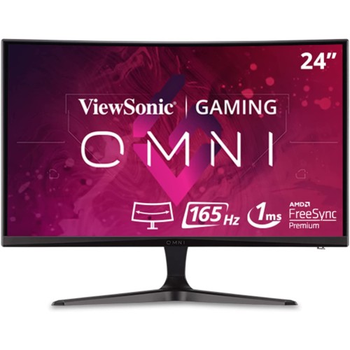 ViewSonic Omni VX2418C 24-Inch Curved 1080p 1ms 165Hz Gaming Monitor with AMD FreeSync Premium, Eye Care, HDMI and DisplayPort