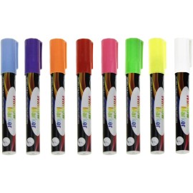 8 Pack Chalk Marker Pen Dry Erase Markers 6mm Reversible Bullet & Chisel Tip Fluorescent Markers Highlighters for LED Menu Board Bistro Board AD Drawing POP Art Glass Window Blackboard WhiteBoard