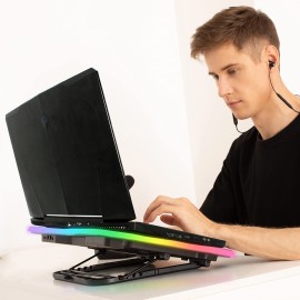 KLIM Ultimate + RGB Laptop Cooling Pad with LED Rim + New 2022 Version + Gaming Laptop Cooler + USB Powered Fan