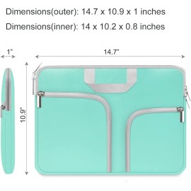 HESTECH Laptop case 14 inch,Chromebook Sleeve Cover,Neoprene Protective Carrying Bag for 14-15.6" Green