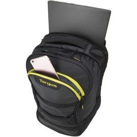 Targus Large Commuter Work and Play Large Gym Fitness Backpack with Protective Sleeve for 15.6-Inch , Black/Yellow