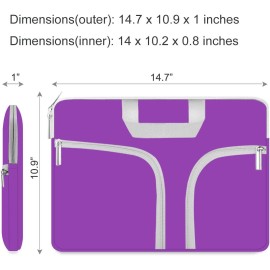 HESTECH Laptop case 14 inch,Chromebook Sleeve Cover,Neoprene Protective Carrying Bag for 14-15.6" Purple