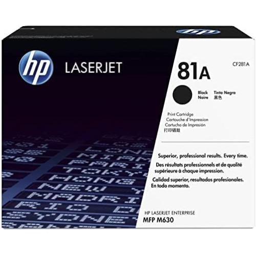 Original HP 81A Black Toner Cartridge | Works with HP LaserJet Enterprise M604, M605, M606 Series; HP LaserJet Enterprise MFP M630 Series | CF281A