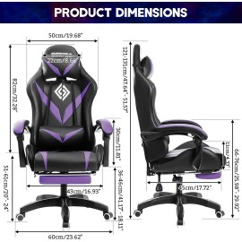 Geepro Gaming Chair Massage with LED RGB Lights and Footrest Ergonomic Computer Chair