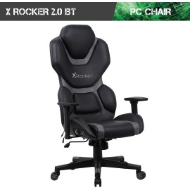 X Rocker Zeta PC Office Gaming Chair, 27.36" x 27.56" x 48.43", Black/Gray