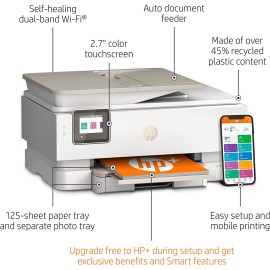 HP Envy Inspire 7955e Wireless All-in-One Color Photo Inkjet Printer, Sandstone - Print Copy Scan - 2.7" Touchscreen, 15 ppm, 4800x1200 dpi, Auto Duplex Printing, 35-Page ADF,
