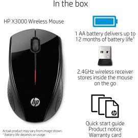 HP X3000 G3 Wireless Mouse Silver, up to 15-Month Battery,Scroll Wheel, Side Grips for Control