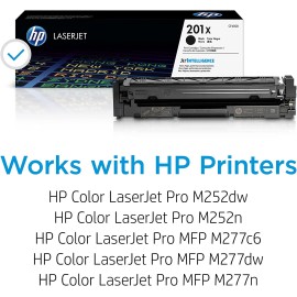 Original HP 201X Black High-yield Toner Cartridge | Works with HP Color LaserJet Pro M252, HP Color LaserJet Pro MFP M277 Series | CF400X