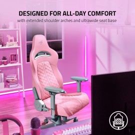 Razer Enki Gaming Chair: All-Day Gaming Comfort - Built-in Lumbar Arch - Optimized Cushion Density - Dual-Textured, Eco-Friendly Synthetic Leather - Reactive Seat Tilt & 152-Degree Recline - Pink