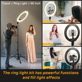Auriani RGB Ring Light 18 inch Atmosphere Ringlight with Tripod Stand for Phone Cameras, iPads, Live Streams,