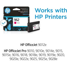 Original HP 962 Magenta Ink Cartridge | Works with HP OfficeJet 9010 Series, HP OfficeJet Pro 9010, 9020