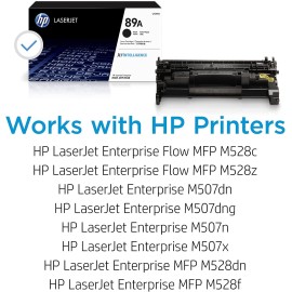 Original HP 89A Black Toner Cartridge | Works with HP LaserJet Enterprise M507 Series, HP LaserJet Enterprise MFP M528 Series | CF289A