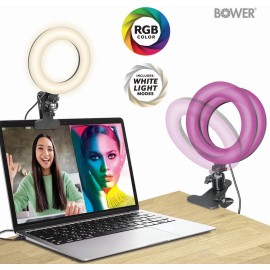 Bower WA-RGB6CLIP 6-in. Clip-On LED Selfie Ring Light, Black