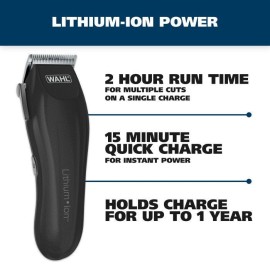 WAHL - LITHIUM ION CORDLESS CLIPPER HAIRCUTTING KIT