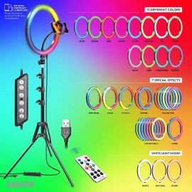 Bower Rgb Selfie Ring Light Studio Kit With Wireless Remote Control And Tripod (12-In.)