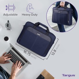 Targus Laptop Bag — Blue 15.6" Classic Slim Briefcase Messenger Bag, Spacious, Ergonomic