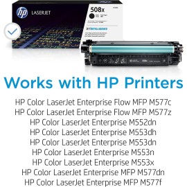 Original HP 508X Black High-yield Toner Cartridge | Works with HP Color LaserJet Enterprise M552, M553, HP Color LaserJet Enterprise MFP M577 Series | CF360X