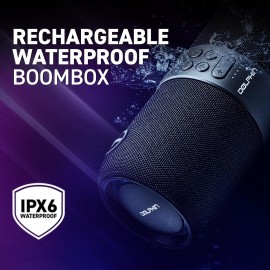 Dolphin LX60 Rechargeable Party Speaker - Wireless Portable Bluetooth Speakers with Multicolor LED Lights & Carrying Strap - IPX6 Waterproof Audio Device with USB Drive Mp3 Player, MicroSD Card Slot