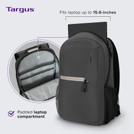 Targus City Fusion Travel Backpack for Laptops up to 15.6-inches, Everyday Lightweight Backpack for Women & Men, Computer Backpack for Business Travel College, Grey (TBB628GL)