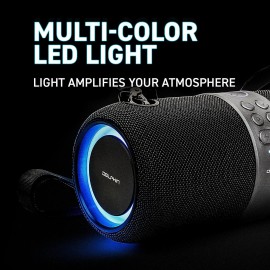 Dolphin LX60 Rechargeable Party Speaker - Wireless Portable Bluetooth Speakers with Multicolor LED Lights & Carrying Strap - IPX6 Waterproof Audio Device with USB Drive Mp3 Player, MicroSD Card Slot