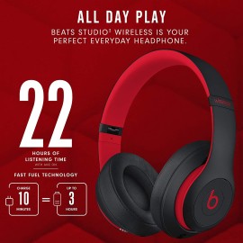 Beats Studio3 Wireless Noise Cancelling Over-Ear Headphones - Apple W1 Headphone Chip Defiant Black-Red