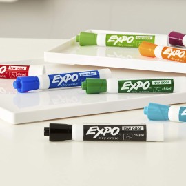 EXPO 80054 Low-Odor Dry Erase Markers, Chisel Tip, Assorted Colors, 15-Piece Set