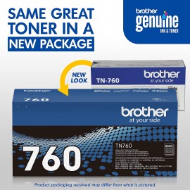 Brother Genuine TN760 High Yield Black Toner Cartridge with approximately 3,000 page yield/cartridge