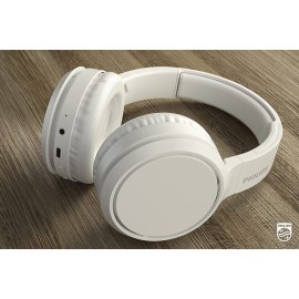 Philips H5205 Over-Ear Wireless Headphones with 40mm Drivers & BASS Boost on-Demand, White