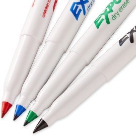 EXPO 1871133 Low-Odor Dry Erase Markers, Ultra Fine Tip, Assorted Colors, 4-Count