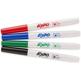 EXPO 1871133 Low-Odor Dry Erase Markers, Ultra Fine Tip, Assorted Colors, 4-Count