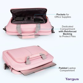 Targus Laptop Bag — Pink 15.6" Classic Slim Briefcase Messenger Bag
