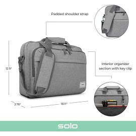 Solo Re:New 15.6 Inch Laptop Briefcase, Grey