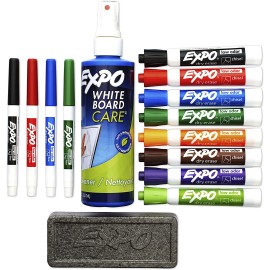 EXPO 80054 Low-Odor Dry Erase Markers, Chisel Tip, Assorted Colors, 15-Piece Set