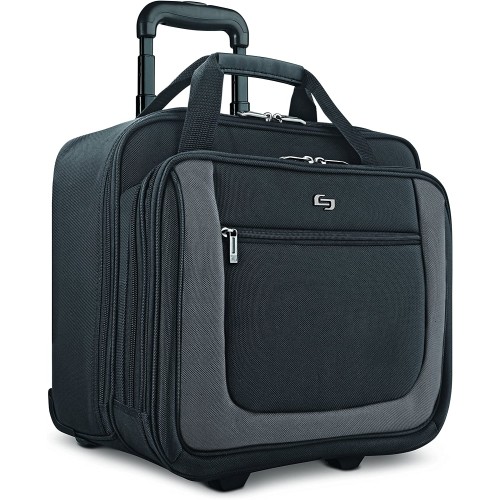 Solo New York Bryant Rolling Laptop Bag, Black/Grey, 14" x 16.8" x 5"
