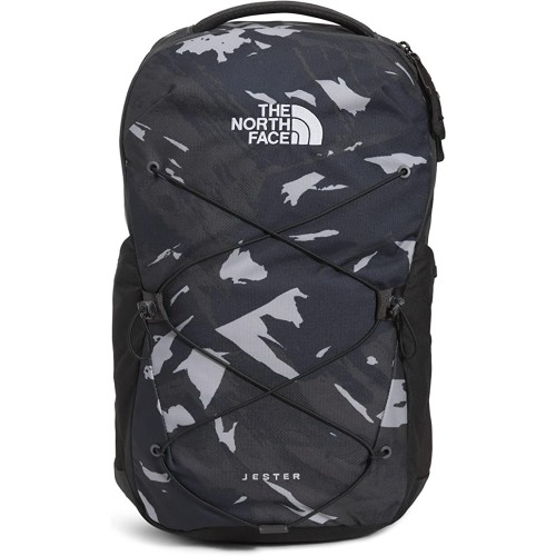 The North Face Jester School Laptop Backpack, Asphalt Grey Snowcap Mountains Print/TNF Black