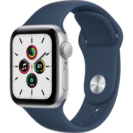 Apple Watch SE (GPS) 40mm Silver Aluminum Case with Abyss Blue Sport Band - Silver