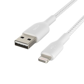 Belkin Boost Up Charge Braided Lightning To Usb-A Cable, 3.3 Feet (White)
