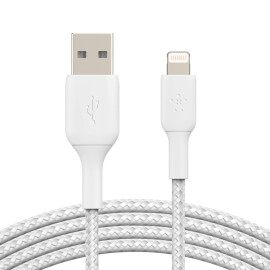 Belkin Boost Up Charge Braided Lightning To Usb-A Cable, 3.3 Feet (White)