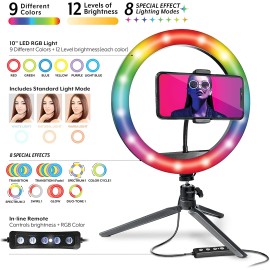 Bower WA-RGB10TT 10-in. RGB Selfie Desktop Ring Light Studio Kit