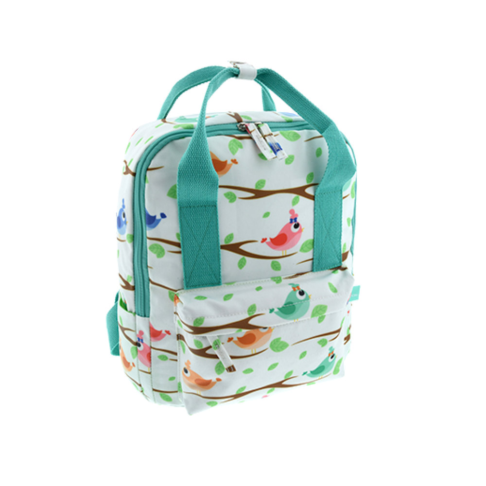 Durable polyester - Color Printed design with aqua accents - Internal padded notebook sleeve with elastic Velcro fastener