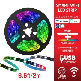 Energizer Connect Smart Wi-Fi Dimmable Bright White And Multicolor Led Light Strip, 6.56 Feet