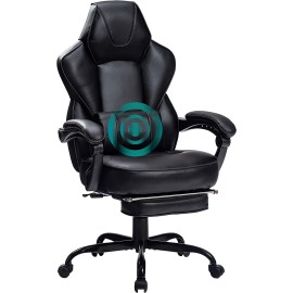 HEALGEN Gaming Chair with Footrest Gamer Chair with Massage Lumbar Support PU Leather Computer Chair Ergonomic Chair Video Game Chairs Gaming Chair for Adults