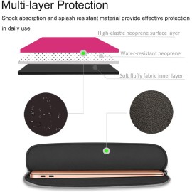 HESTECH Laptop case 14 inch,Chromebook Sleeve Cover,Neoprene Protective Carrying Bag for 14-15.6" Hot Pink