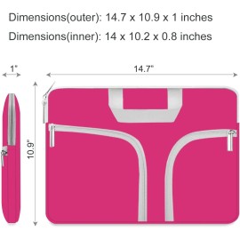 HESTECH Laptop case 14 inch,Chromebook Sleeve Cover,Neoprene Protective Carrying Bag for 14-15.6" Hot Pink