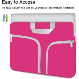 HESTECH Laptop case 14 inch,Chromebook Sleeve Cover,Neoprene Protective Carrying Bag for 14-15.6" Hot Pink