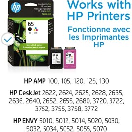 HP 65 Black & Tri-colour Original Ink Cartridges, 2 Pack (T0A36AN)