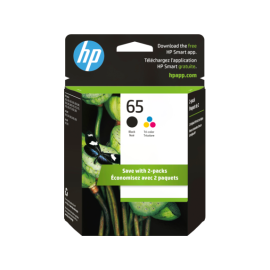 HP 65 Black & Tri-colour Original Ink Cartridges, 2 Pack (T0A36AN)