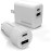 Hypergear Two 20-Watt And 2.4-Amp Wall/Car Dual Chargers Bundle (White)