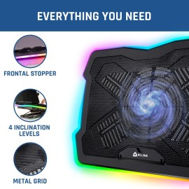 KLIM Ultimate + RGB Laptop Cooling Pad with LED Rim + New 2022 Version + Gaming Laptop Cooler + USB Powered Fan