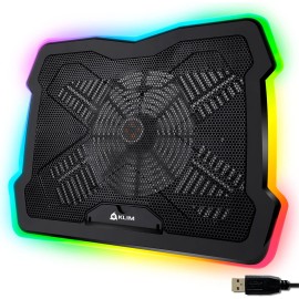 KLIM Ultimate + RGB Laptop Cooling Pad with LED Rim + New 2022 Version + Gaming Laptop Cooler + USB Powered Fan